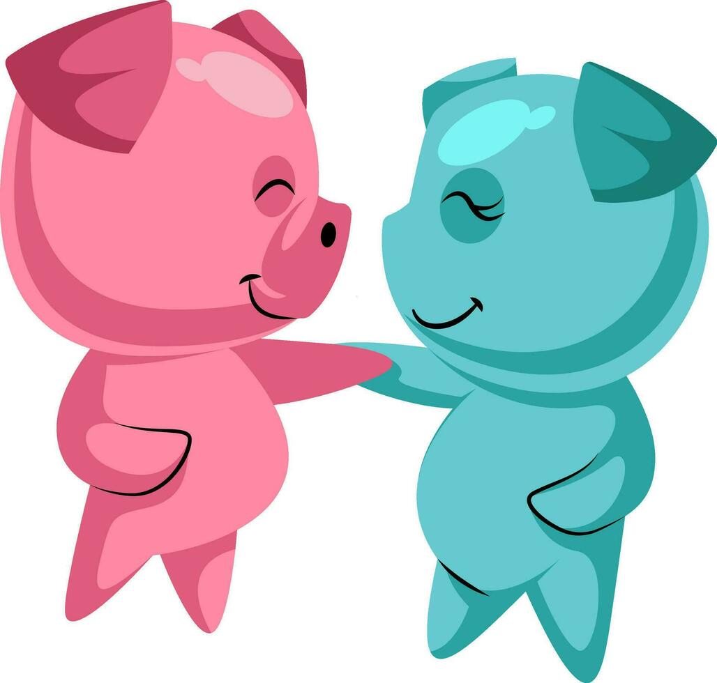 Couple of cute pigs in love illustration vector on white background