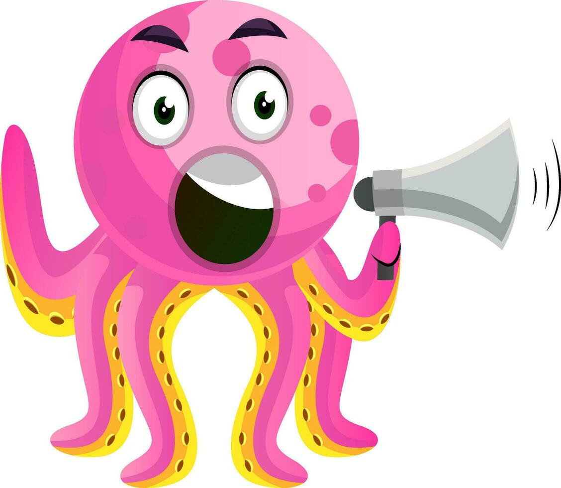 Octopus with a speakerphone illustration vector on white background