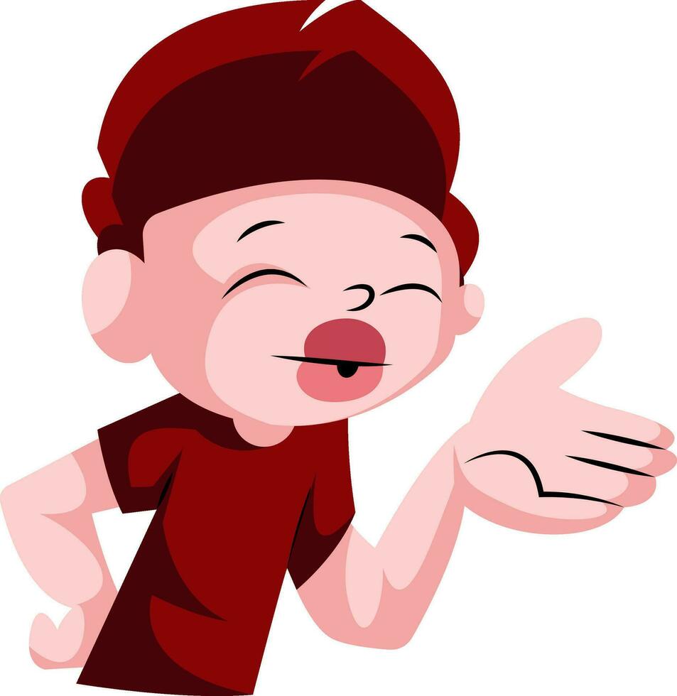 Cute boy blowing kisses illustration vector on white background