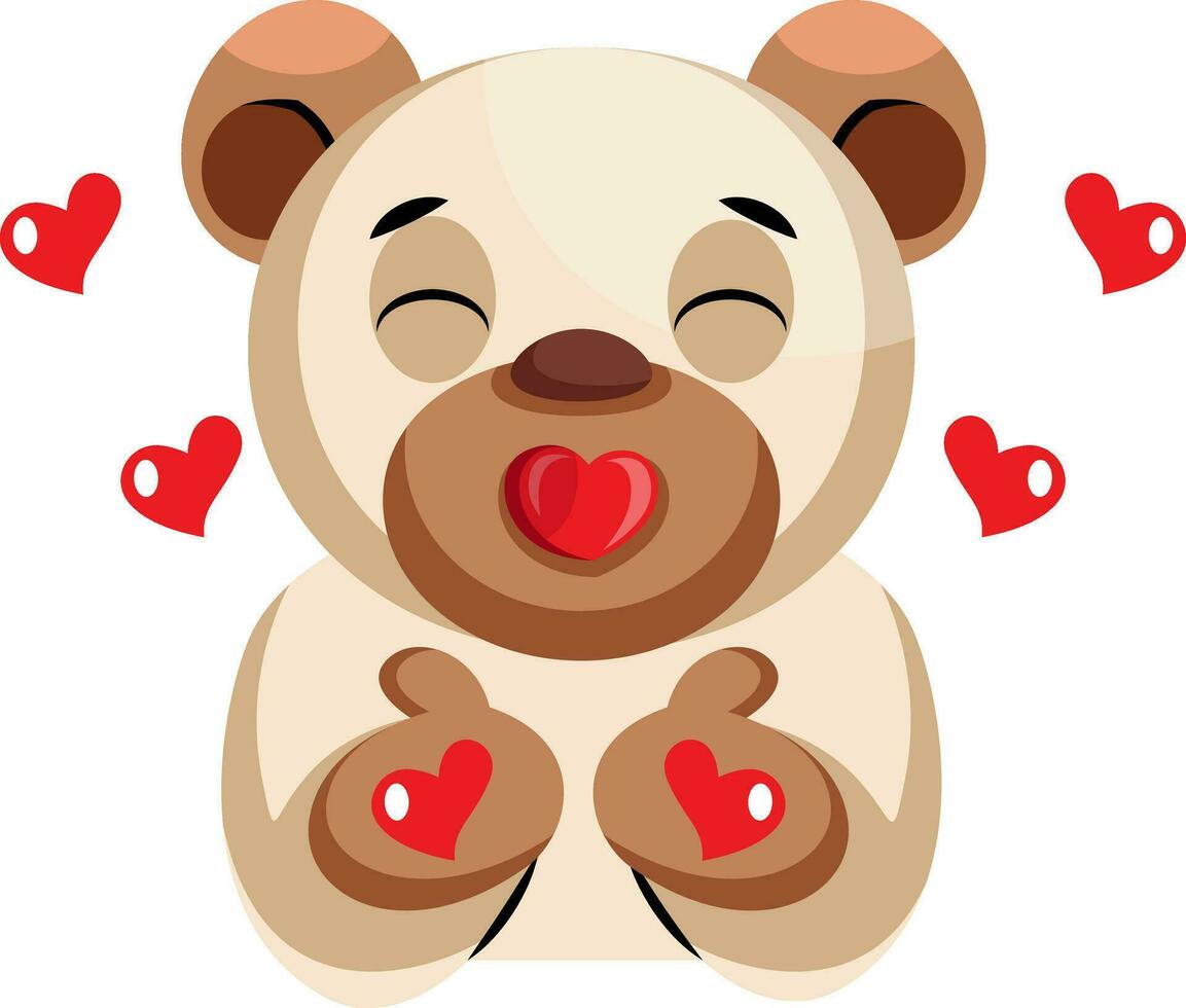 Cute bear sending kisses illustration vector on white background