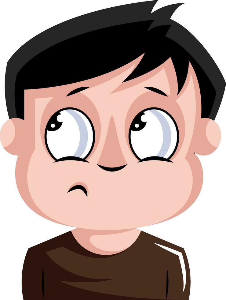 Very forgetful male in brown top illustration vector on white background