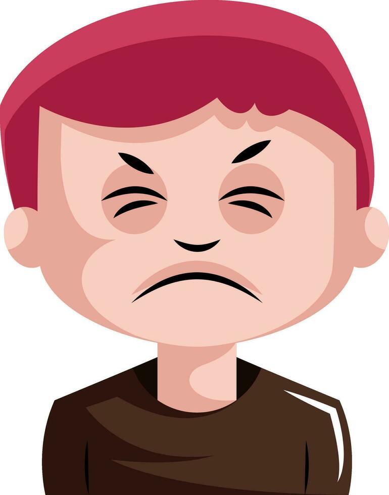 Man with red hair is very irritated illustration vector on white background
