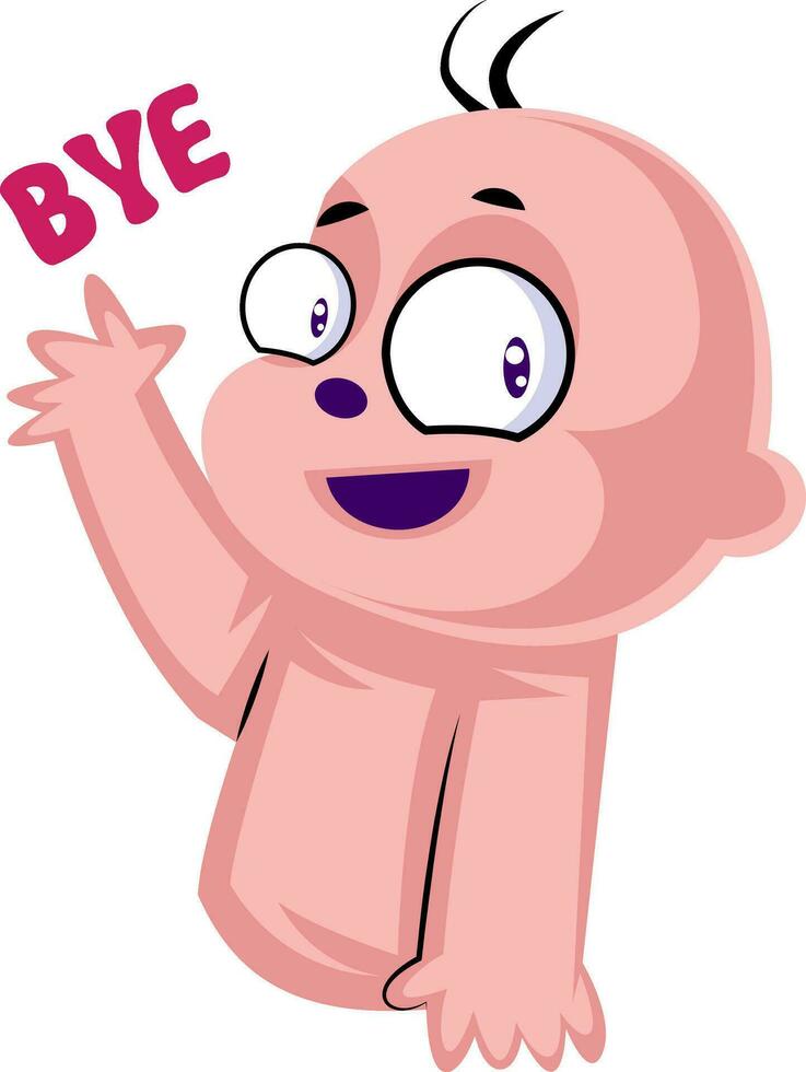 Baby waving and saying Bye vector illustration on a white background