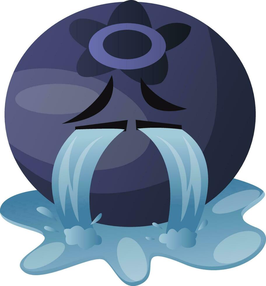 Blueberry crying illustration vector on white background