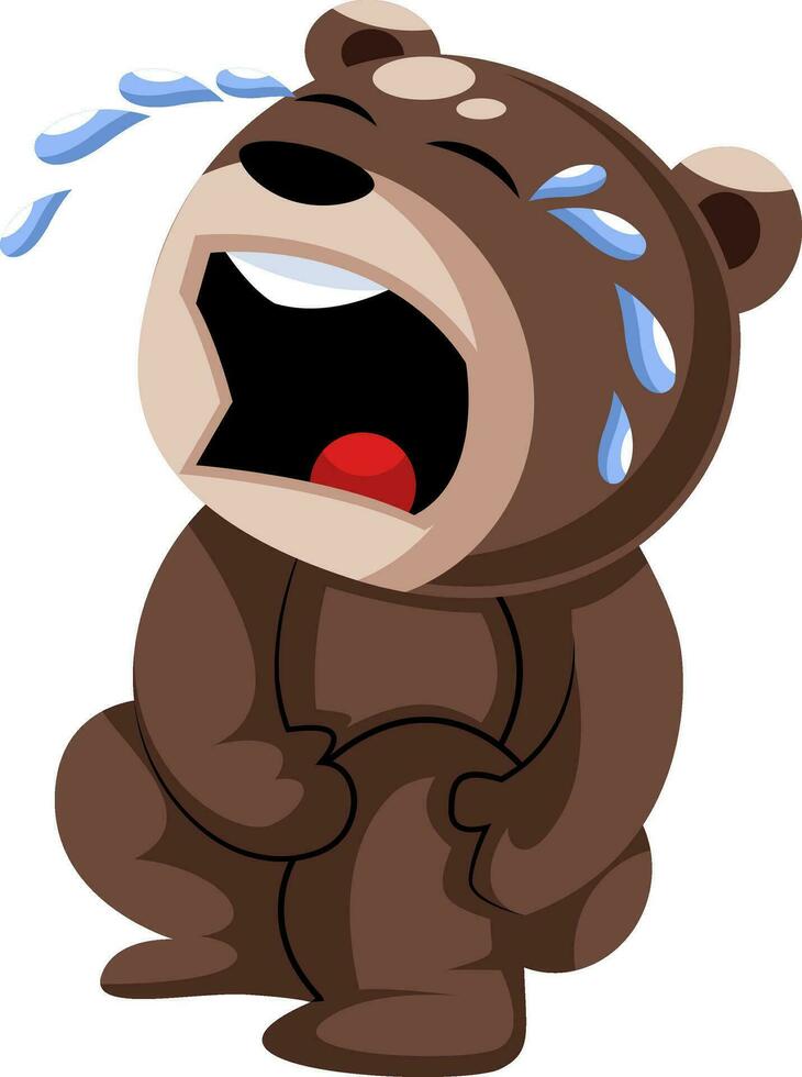 Hurted brown teddy bear with injured knee vector illustration on a white background