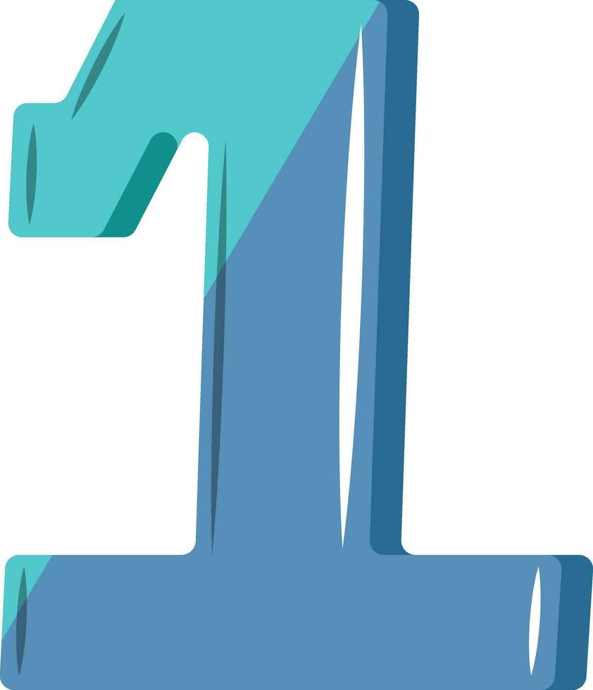 Blue number one illustration vector on white background
