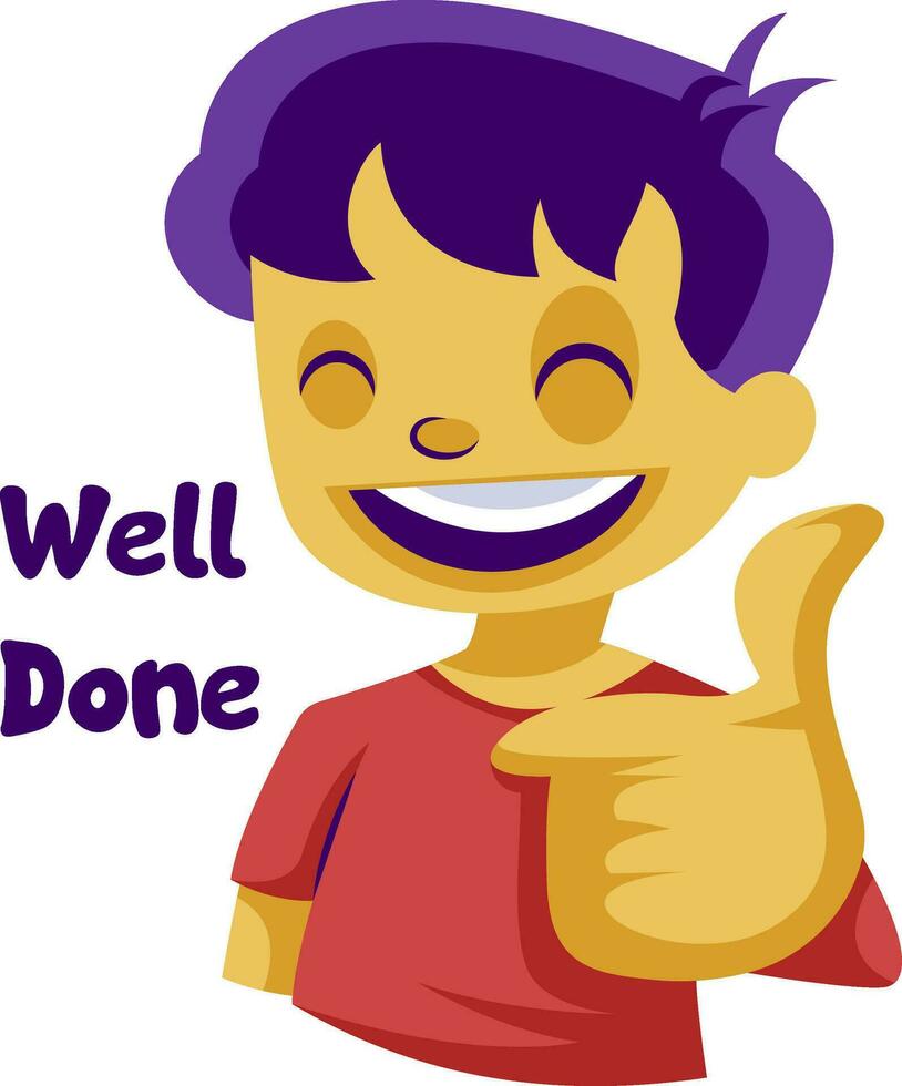 Boy with purple hair showing thumbs up vector illustration on a white background