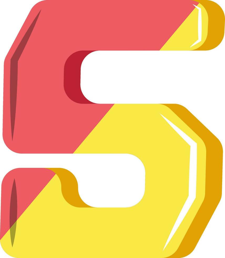 Number five in pink and yellow illustration vector on white background