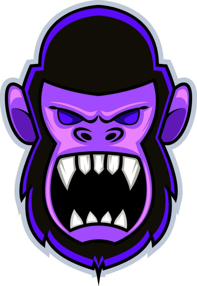 Crazy gorilla gaming logo illustration vector on white background