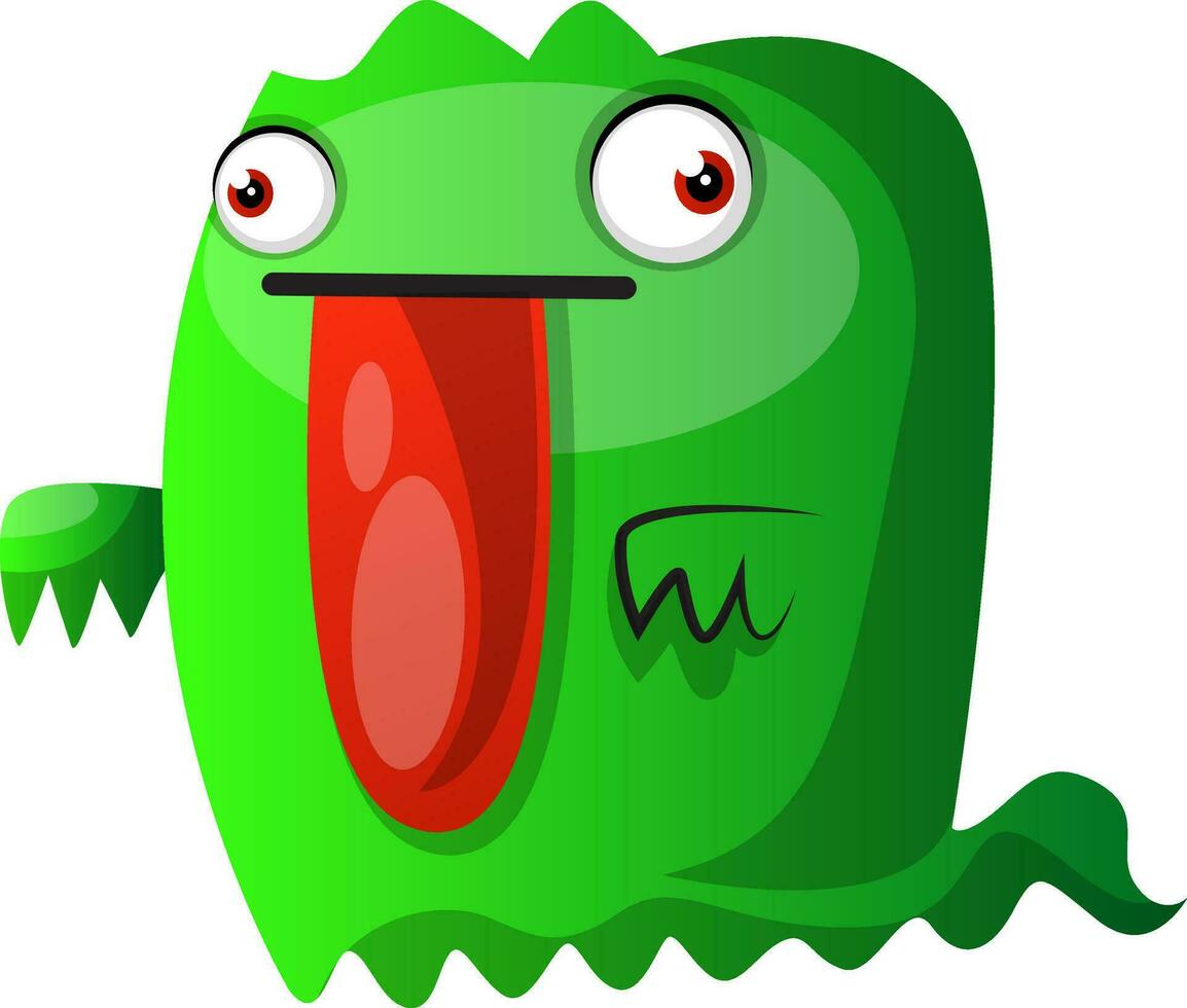 verde monstruo con grande rojo lengua ilustración vector en blanco antecedentes