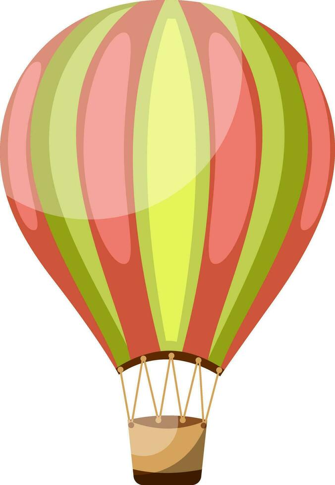 Green and pink vintage hot air balloon vector illustration on white background.