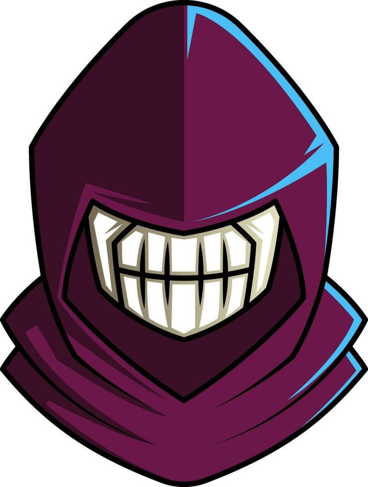 Skull wearing the purple hood  illustration vector on white background