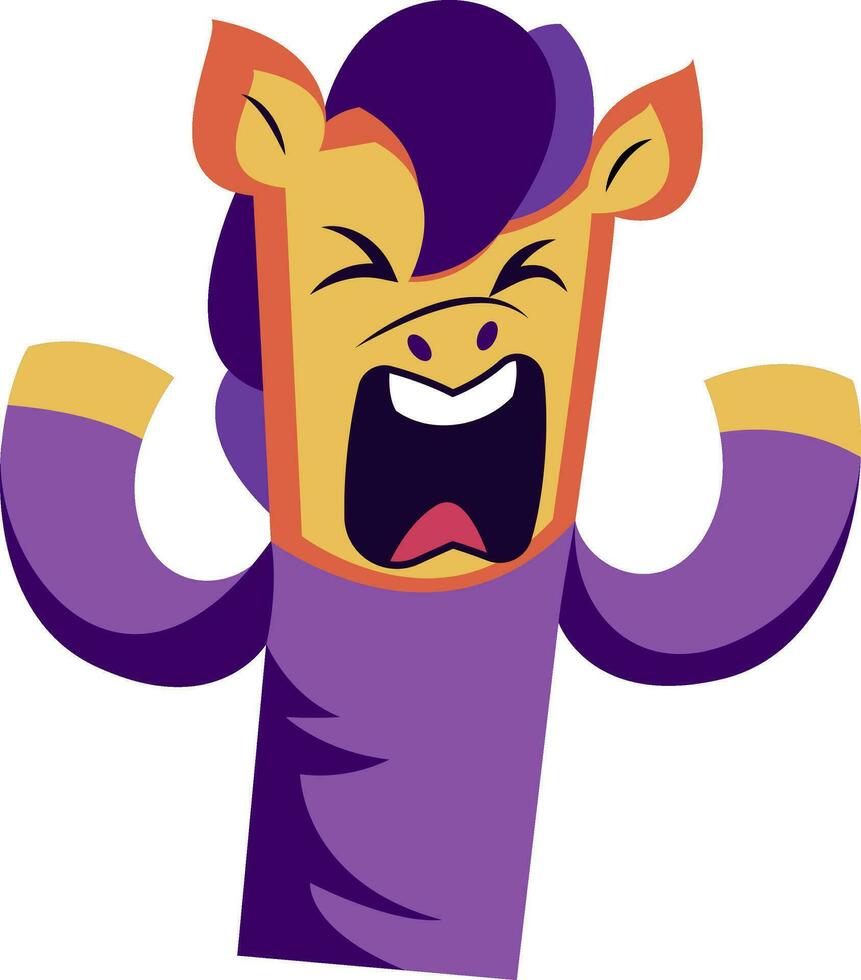 Furious yellow and purple horse vector illustration on a white background