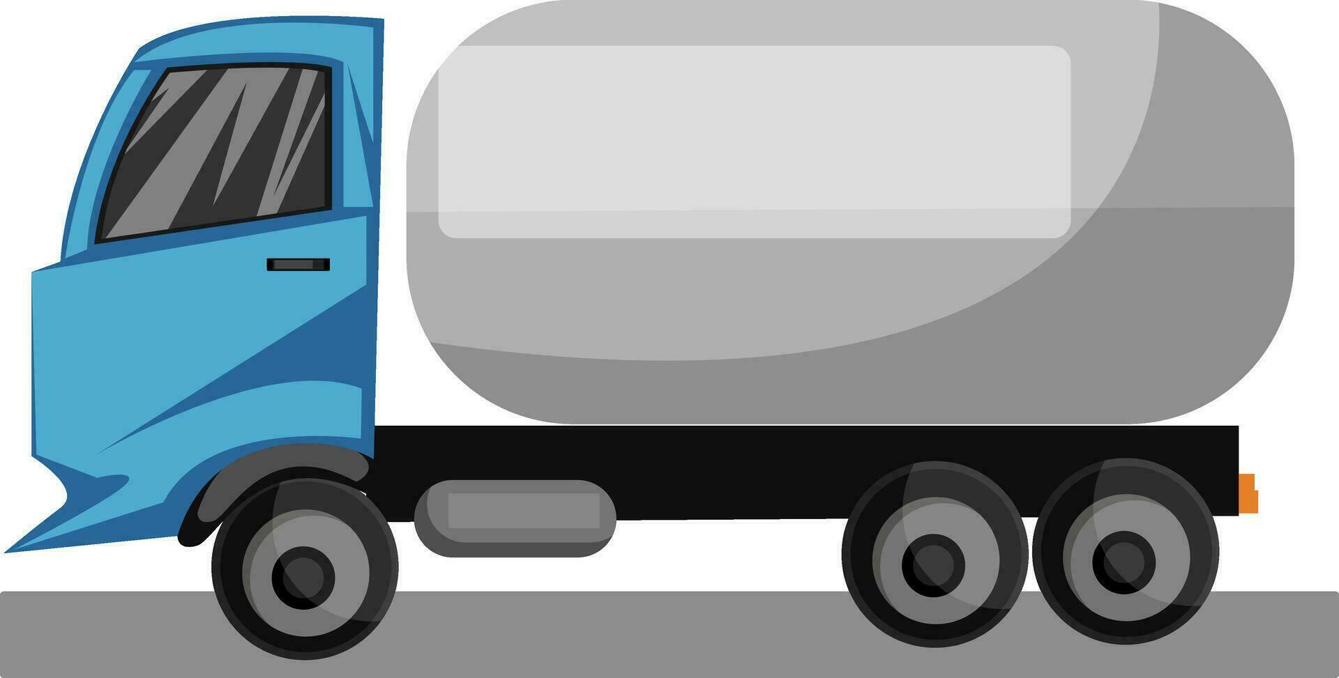 Blue truck with grey tanker vector illustration on white background.