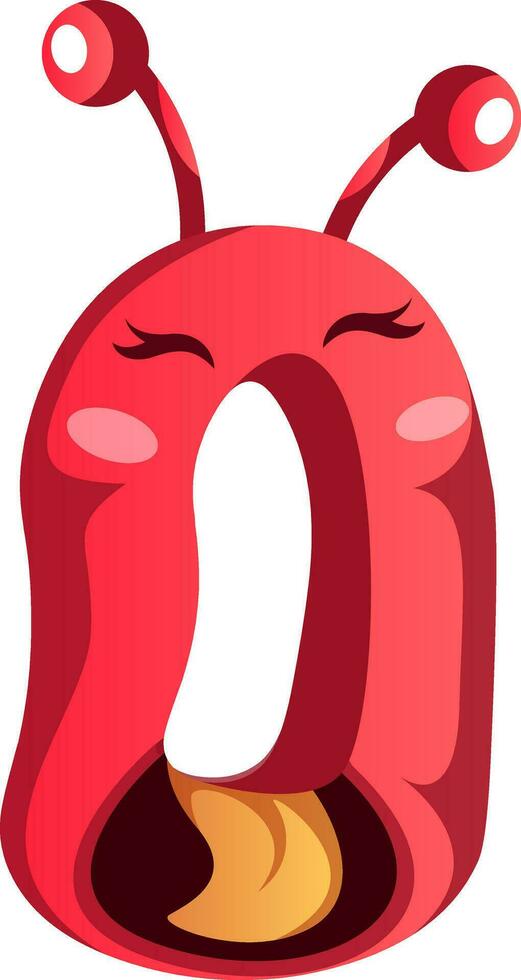 Pink monster in shape of zero illustration vector on white background