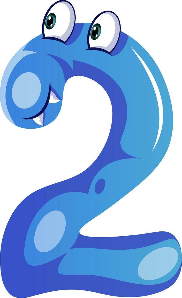 Blue monster in number two shape illustration vector on white background