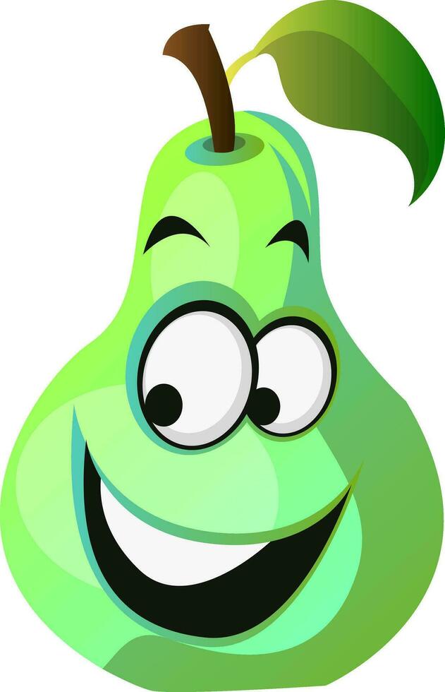 Happy pear cartoon face illustration vector on white background