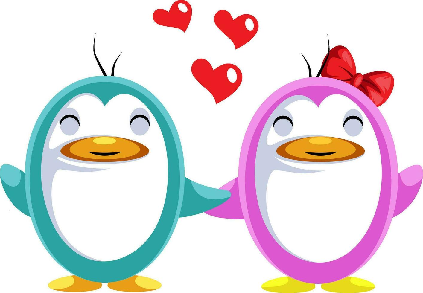 azul y rosado pingüino en amor ilustración vector en blanco antecedentes