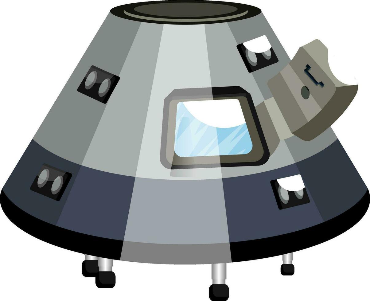 Gray minimalistic spaceship vector illustration on white background