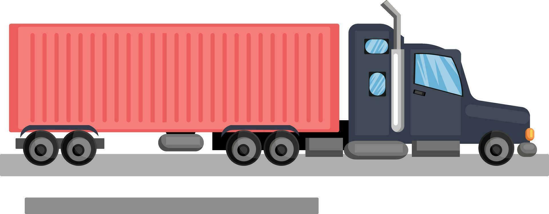 Long blue and pink lory truck vector illustration on white background.