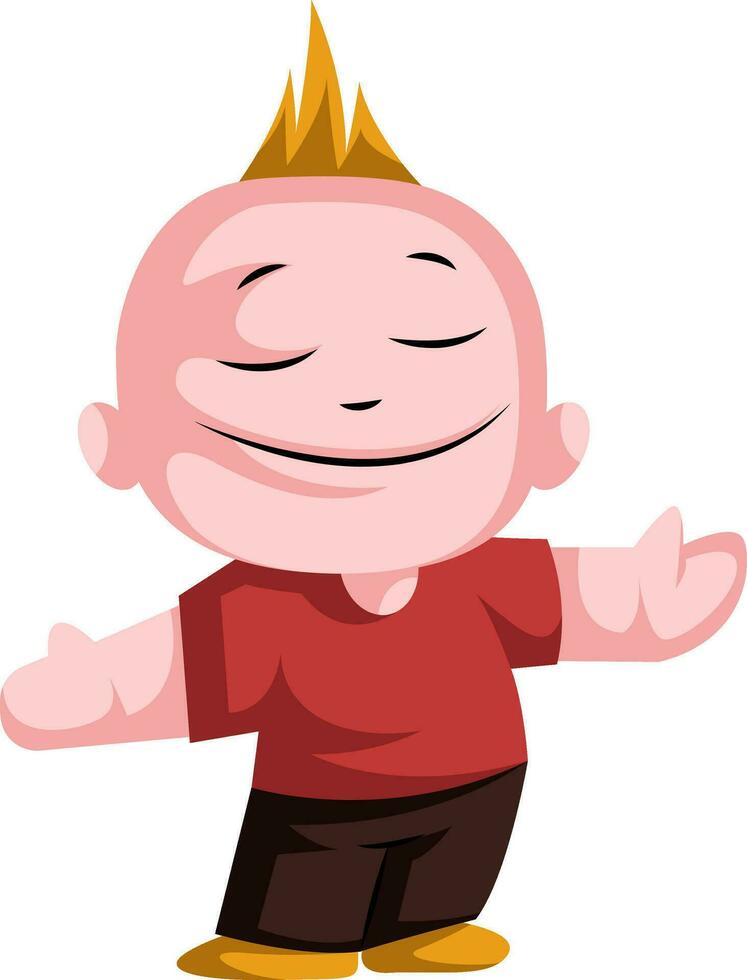 Young boy with his arms wide open ready for a hug illustration vector on white background