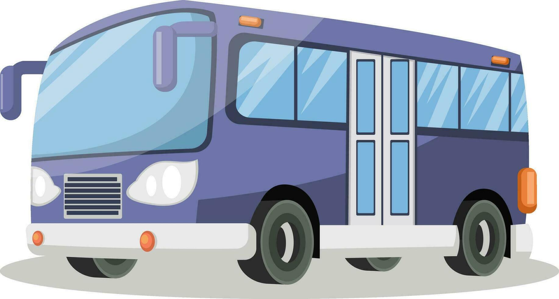 púrpura autobús con puertas en el medio vector ilustración en blanco antecedentes.