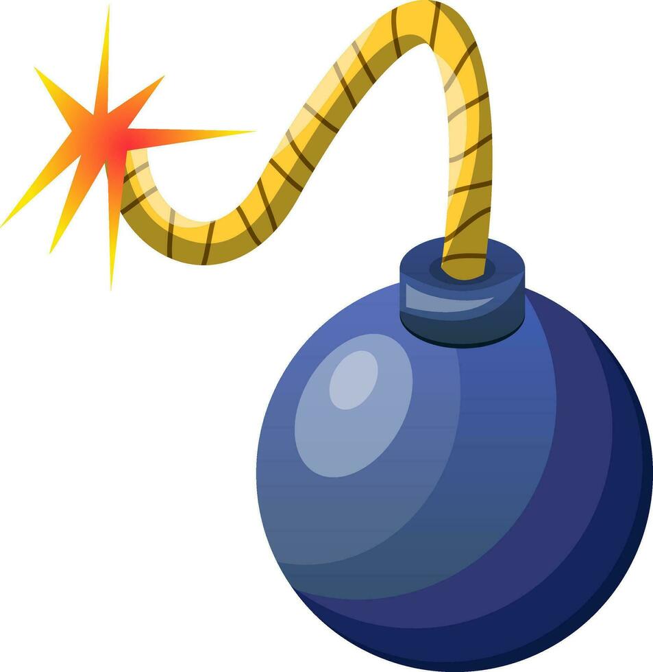 Blue bomb vector illustration on white background.