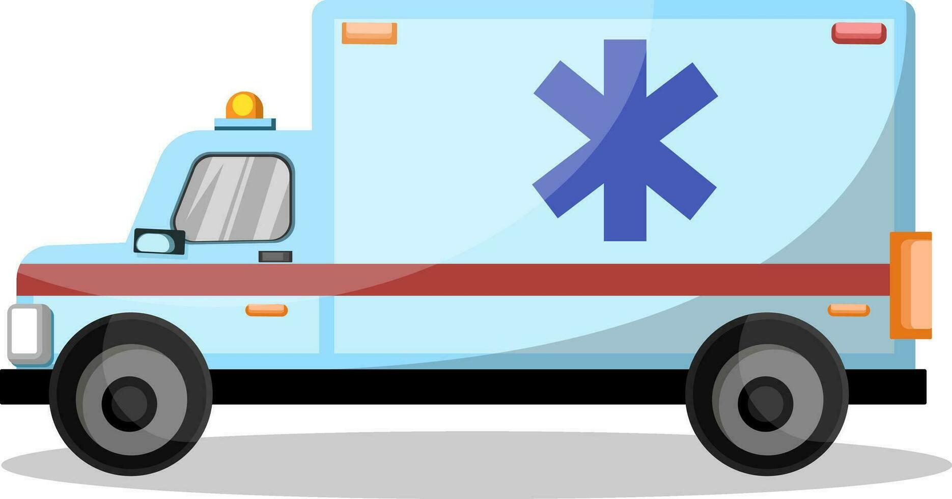 Cartoon style ambulance vehicle vector illustration on white background.