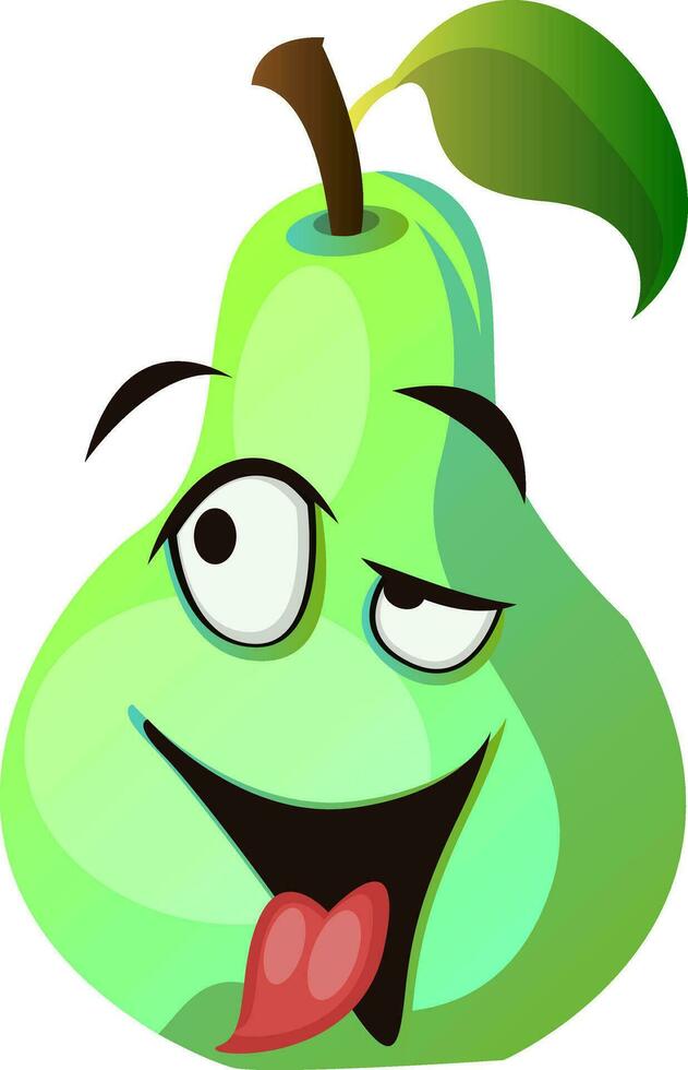 Cartoon pear with tongue out illustration vector on white background