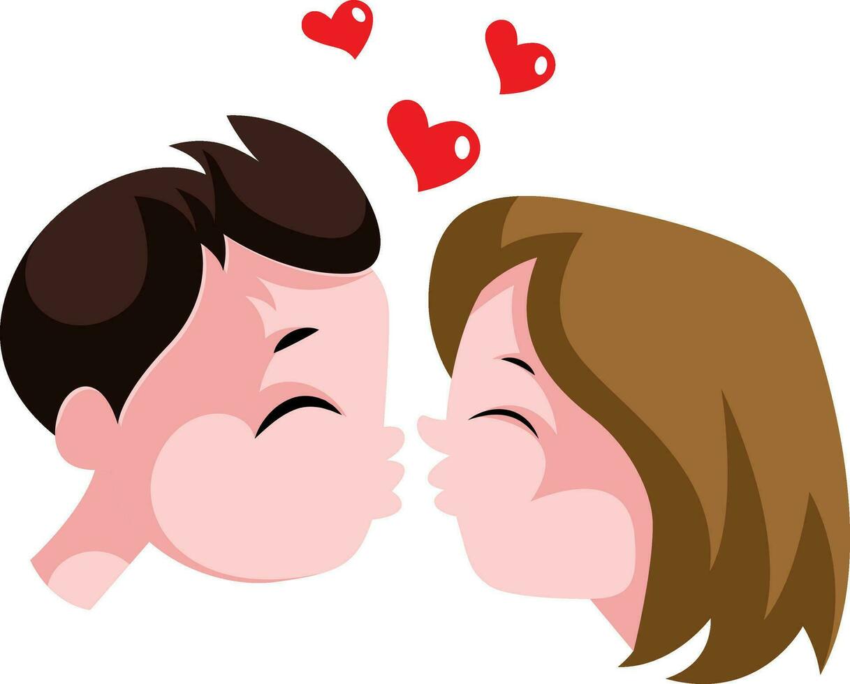 Young boy and a girl in love illustration vector on white background