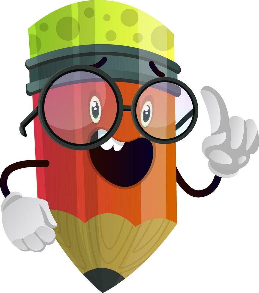 Red pencil looks like he has something to say illustration vector on white background