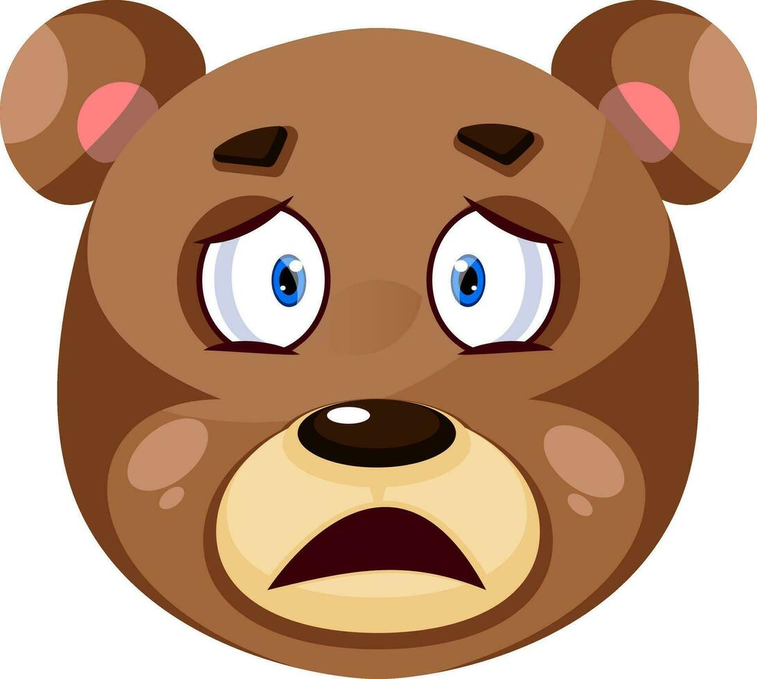 Bear is feeling upset, illustration, vector on white background.