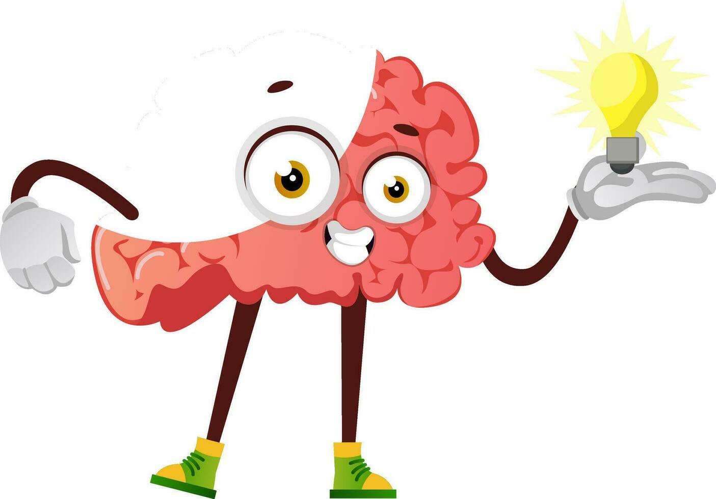 Brain has a great idea, illustration, vector on white background.