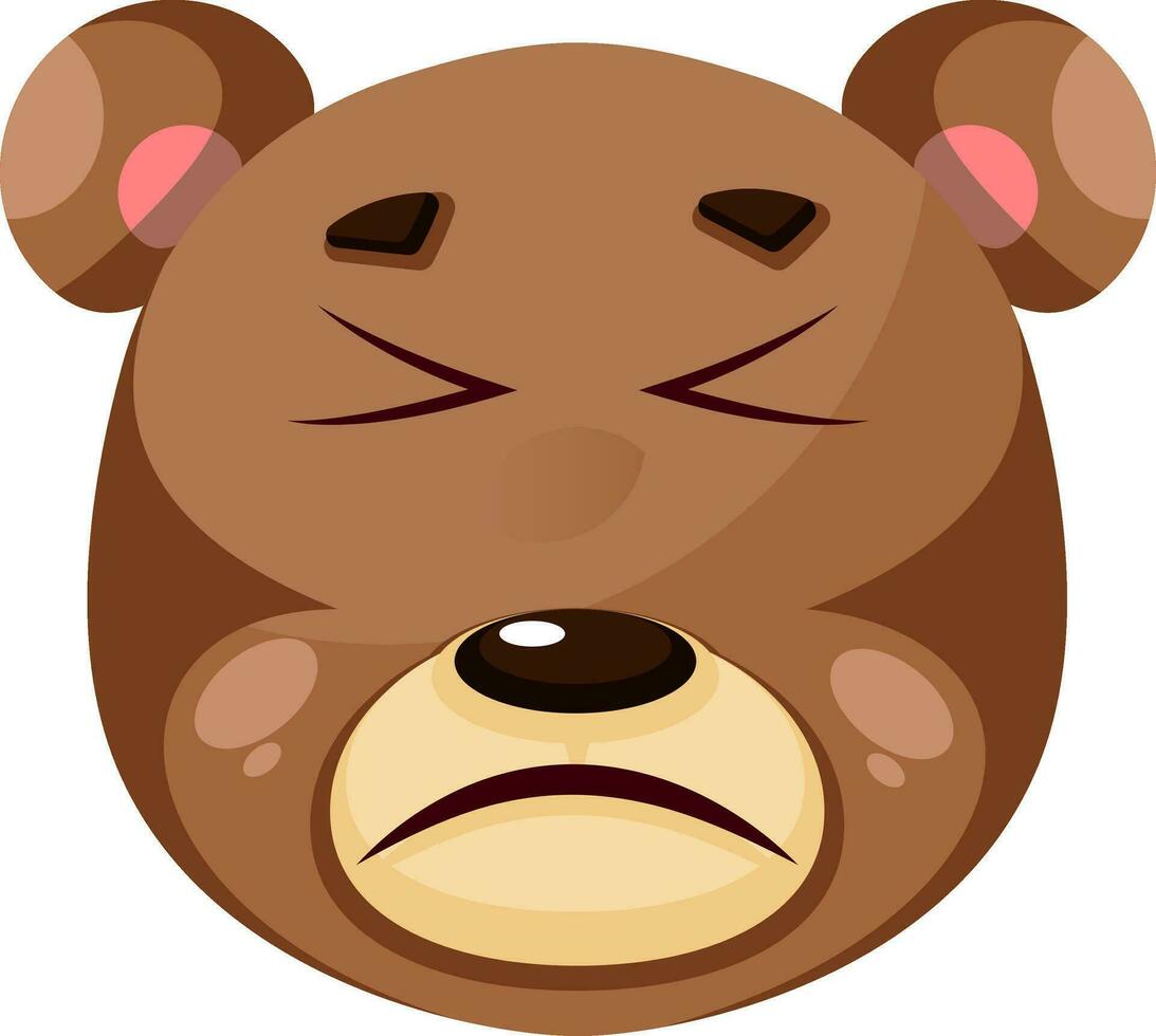 Bear is feeling painful, , illustration, vector on white background.