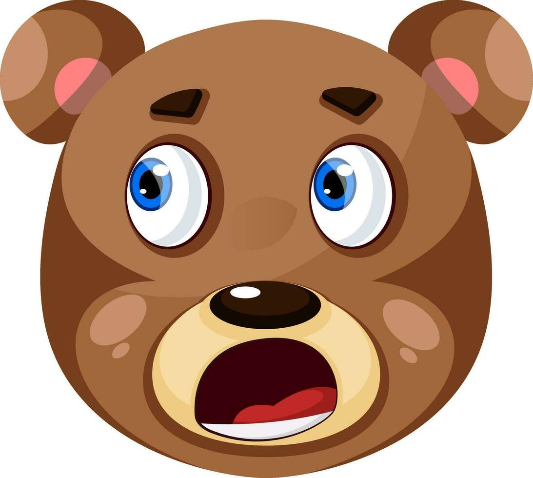 Bear is feeling worried, illustration, vector on white background.