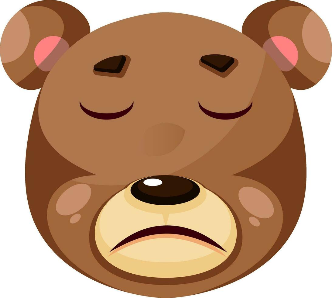 Bear is feeling suffer, illustration, vector on white background.