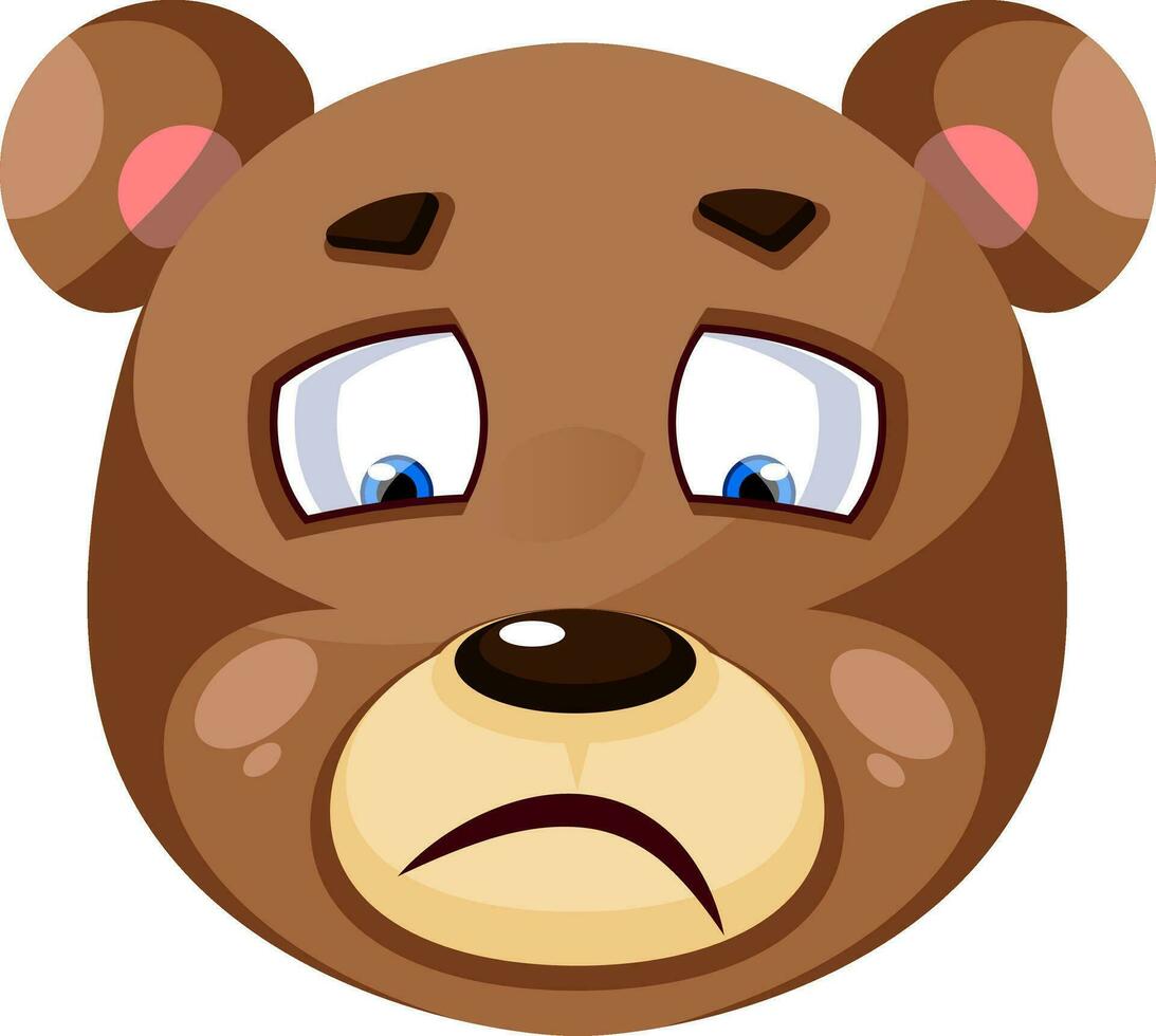 Bear is feeling sad, illustration, vector on white background.