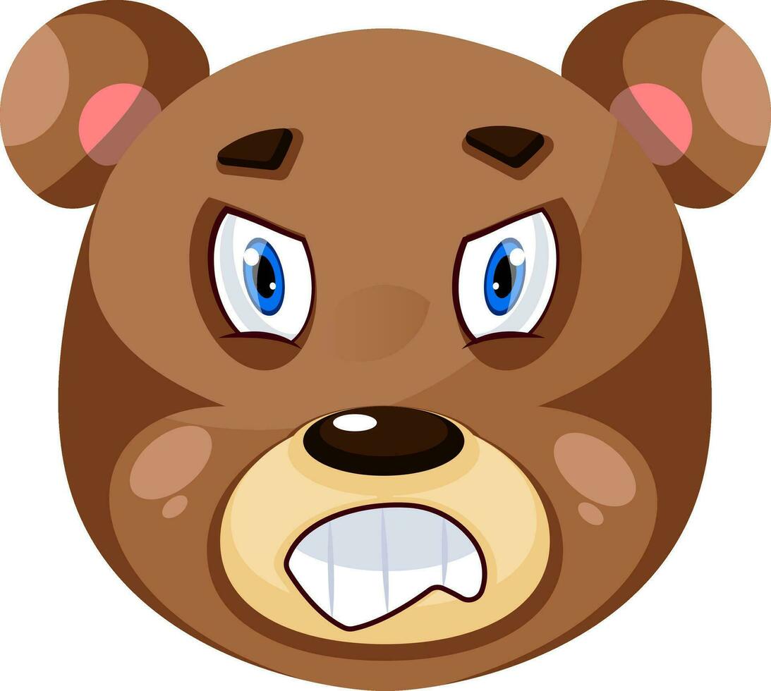 Bear is feeling mad, illustration, vector on white background.