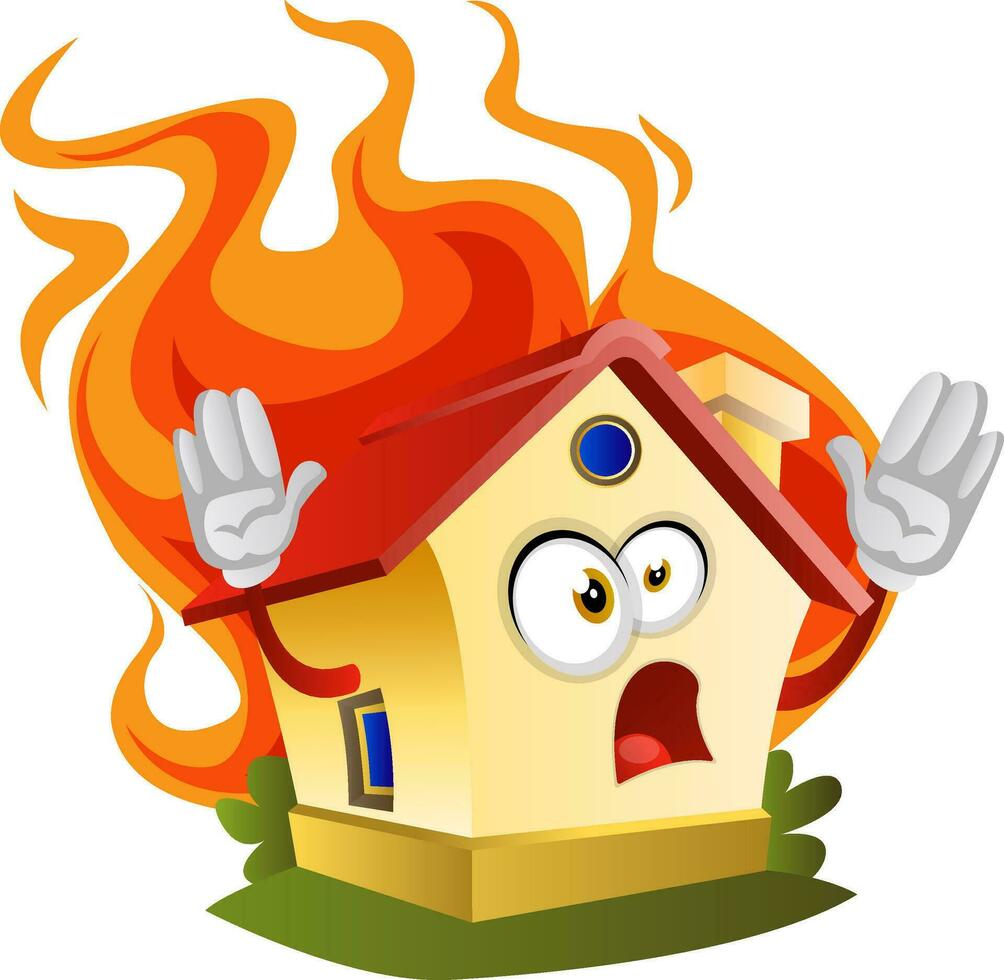 House on a fire, illustration, vector on white background.