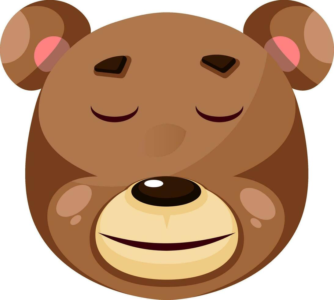 Bear is feeling calm, illustration, vector on white background.
