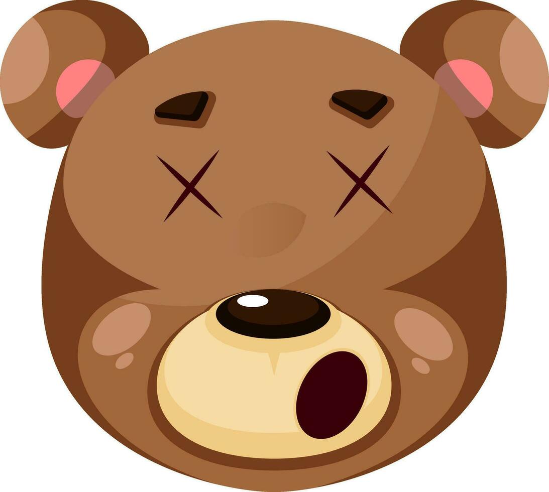 Bear is feeling dizzy, illustration, vector on white background.