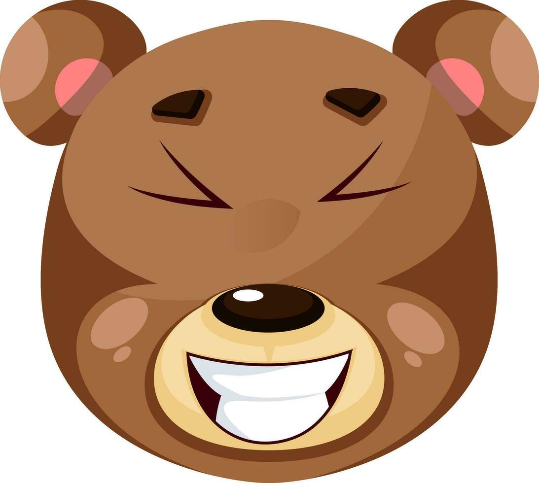 Bear is laughing, illustration, vector on white background.