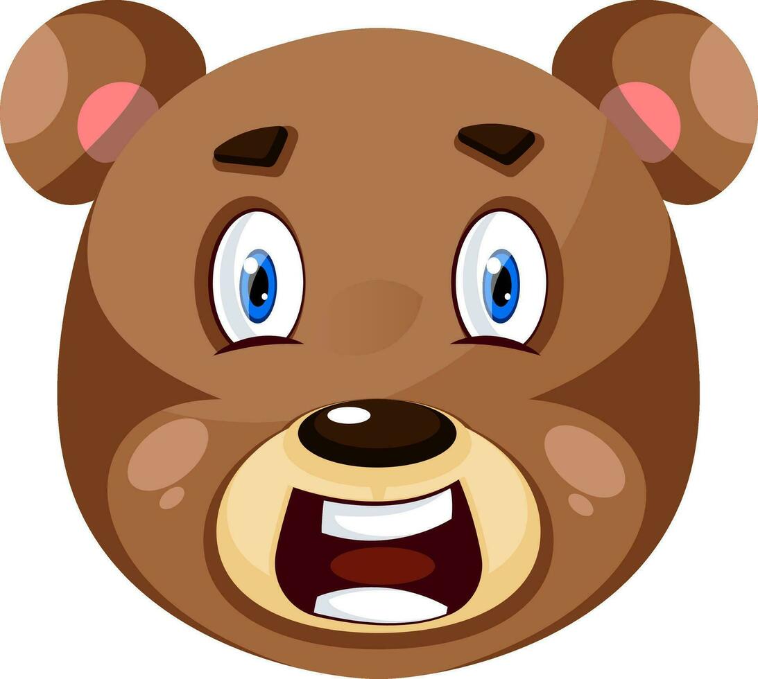 Bear is feeling shocked, illustration, vector on white background.