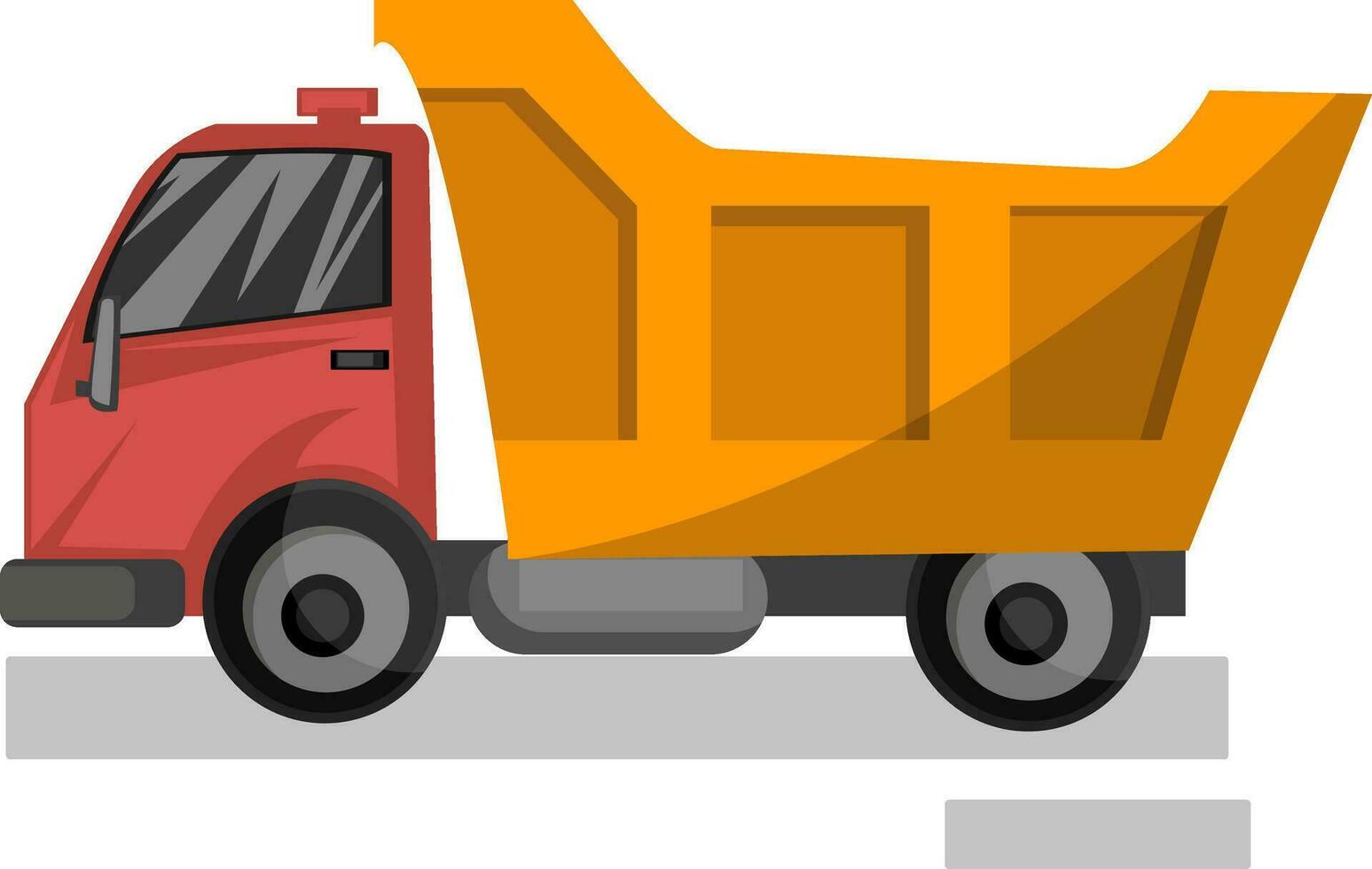 Vector illustration cartoon style of red and yellow dump truck on white background.