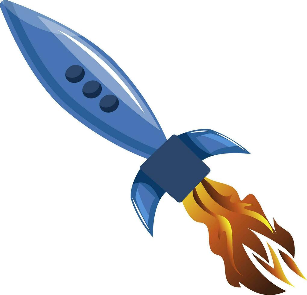 volador azul cohete vector ilustración en blanco antecedentes.