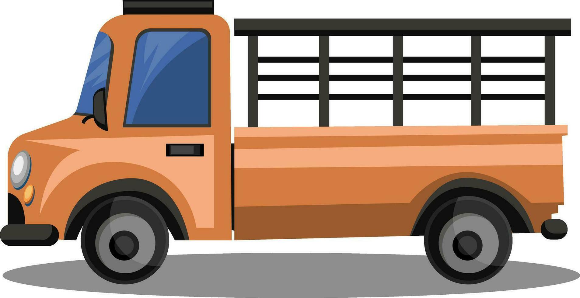 Orange lory truck for transporting glass vector illustrition on white background.