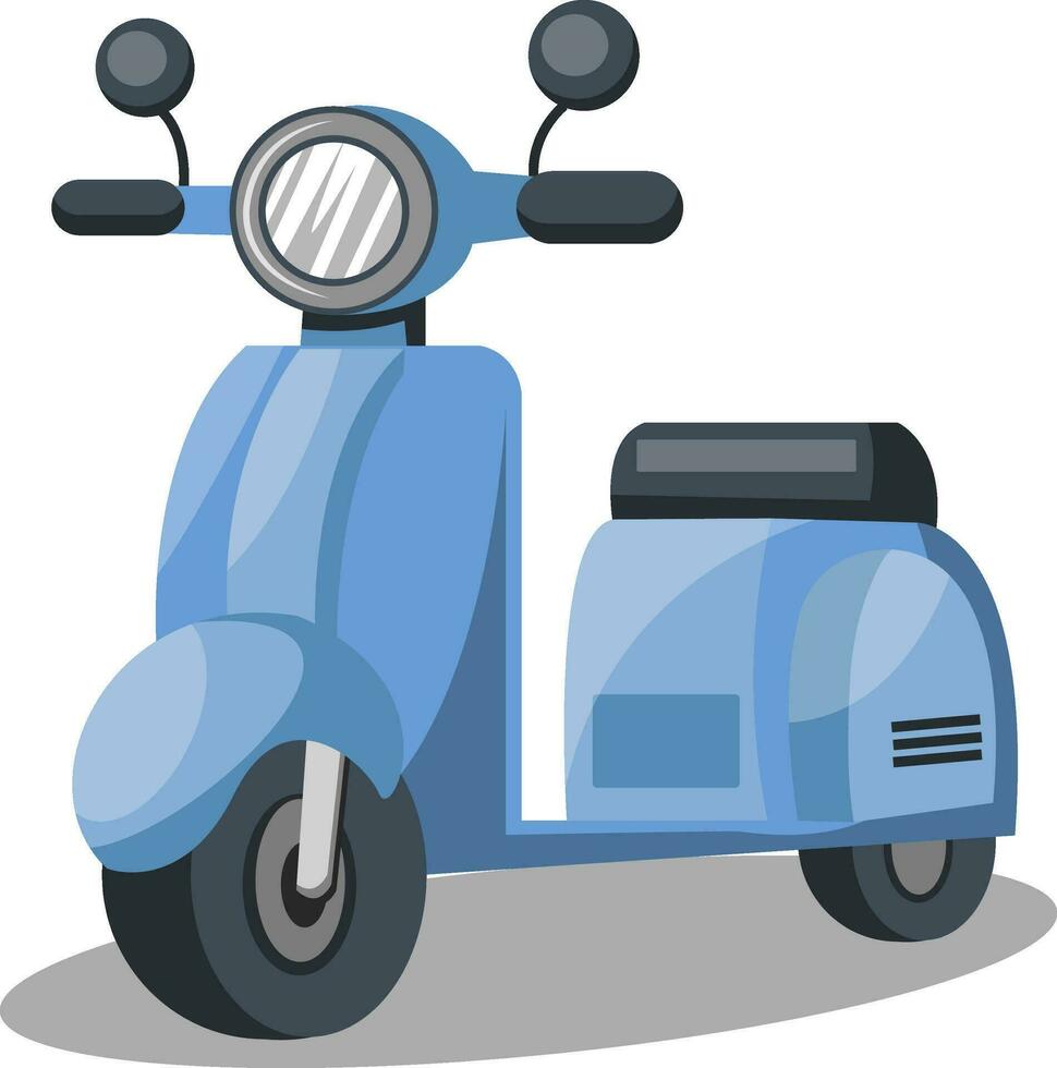 Vector illustration of light blue scooter  on white background.