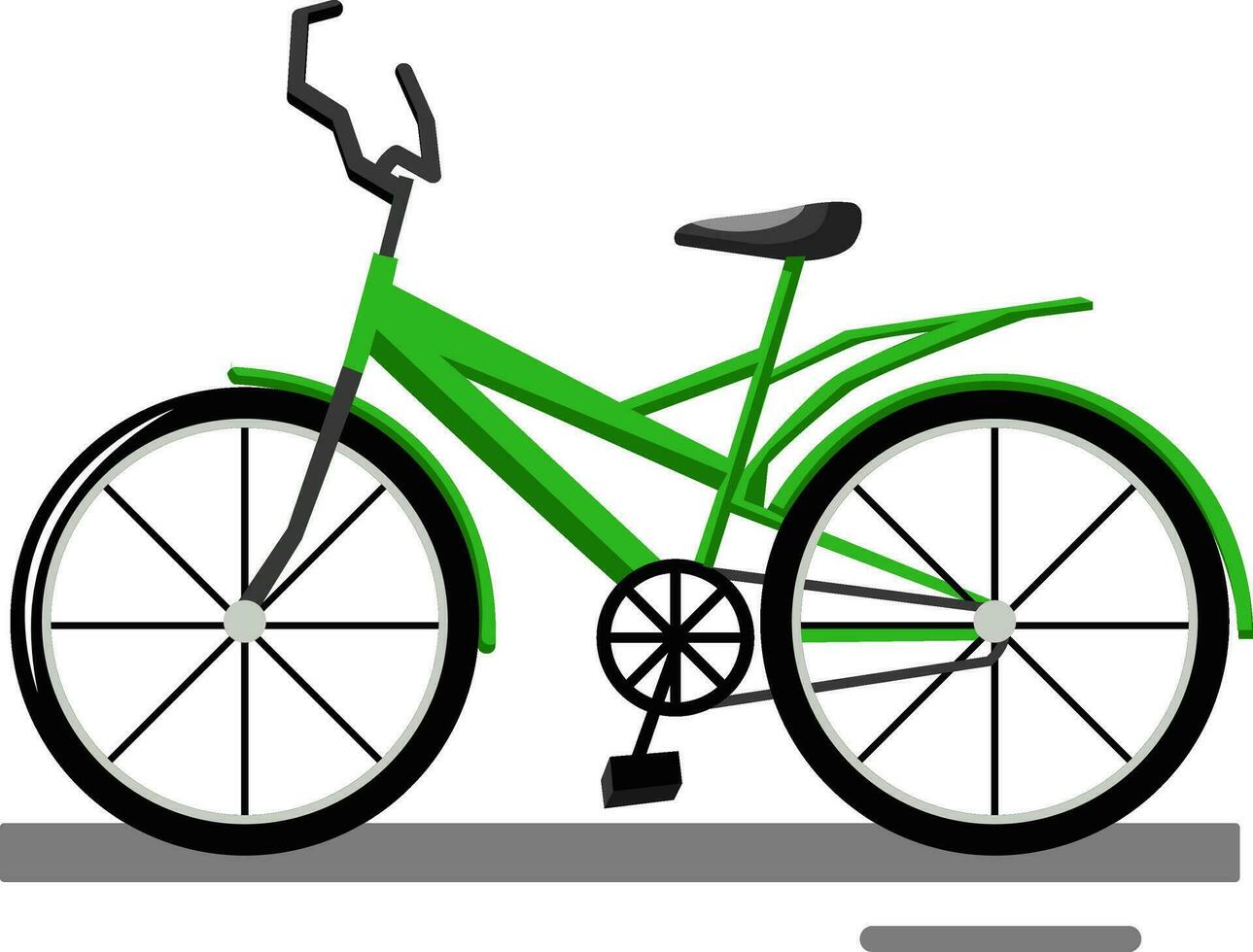 Cartoon green bike vector illustration on white background.