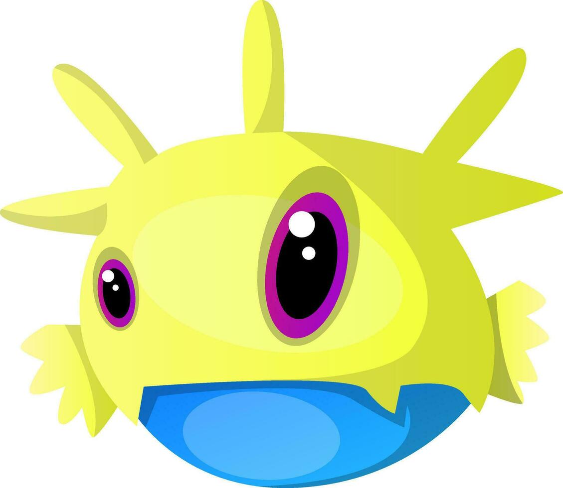 Yellow monster with different size eyes illustration vector on white background