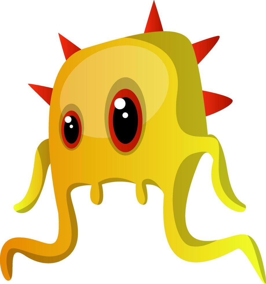 Yellow monster with four red horns illustration vector on white background